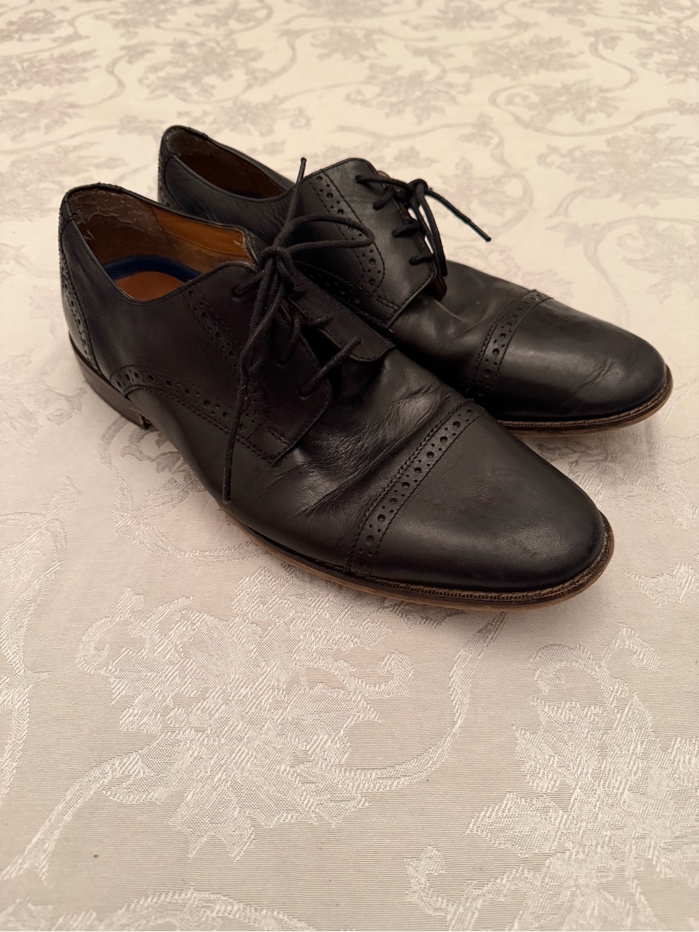 Florsheim Men's Midfield Cap Toe Oxford Shoe With Broguing Black Size 10.5D